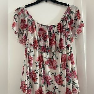 Ultra Flirt Tops | Off The Should Floral Blouse | Color: Pink/White
